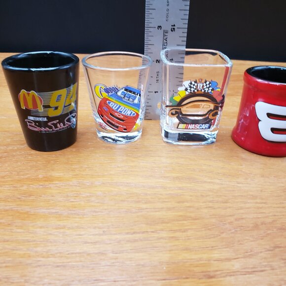 Vintage NASCAR Shot Glass Lot Bill Elliott Jeff Gordon Dale Jr Logo Mini Mug Set - Picture 5 of 7